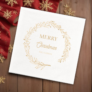 Elegant Merry Christmas Holly Wreath Servietten Mit Folie