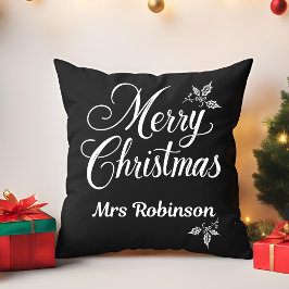 Elegant Merry Christmas Individuelle Name Holly Be Kissen