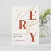 Elegant Merry Christmas Invitation Typography Einladung (Stehend Vorderseite)