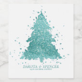 Elegant Merry Christmas | Luxe Aqua Mint Custom Weinetikett (Einzelnes Label)