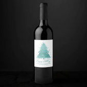 Elegant Merry Christmas | Luxe Aqua Mint Custom Weinetikett