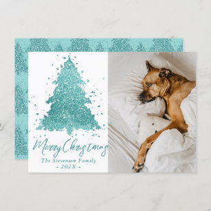 Elegant Merry Christmas   Luxe Aqua Mint Foto Feiertagskarte