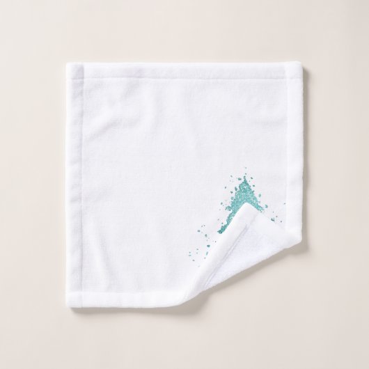 Elegant Merry Christmas | Luxe Aqua Mint Spritzer Badhandtuch Set (Waschlappen)