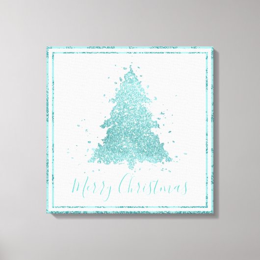 Elegant Merry Christmas | Luxe Aqua Mint Spritzer Leinwanddruck (Vorderseite)