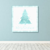 Elegant Merry Christmas | Luxe Aqua Mint Spritzer Leinwanddruck (Insitu (Holzboden))