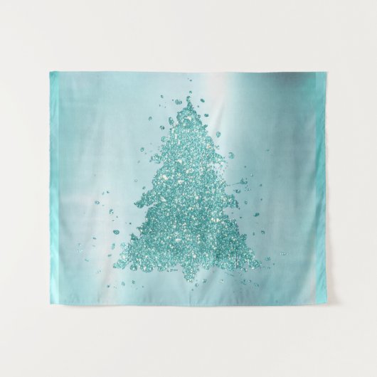Elegant Merry Christmas | Luxe Aqua Mint Spritzer Wandteppich (Vorderseite (Horizontal))
