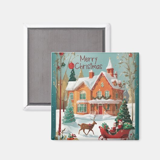 Elegant Merry Christmas Magnet (Vorderseite/Rückseite)
