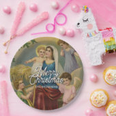 Elegant Merry Christmas Nativity Design Pappteller (Party)