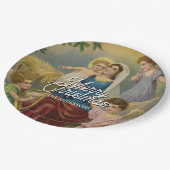 Elegant Merry Christmas Nativity Design Pappteller (Schrägansicht)