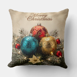 Elegant Merry Christmas Ornament Pillow Kissen