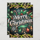 Elegant Merry Christmas Party Einladung (Vorne/Hinten)