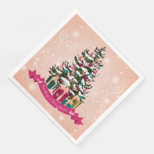Elegant Merry Christmas Party Serviette