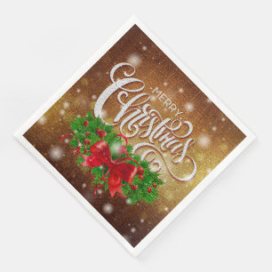 Elegant Merry Christmas Party Serviette