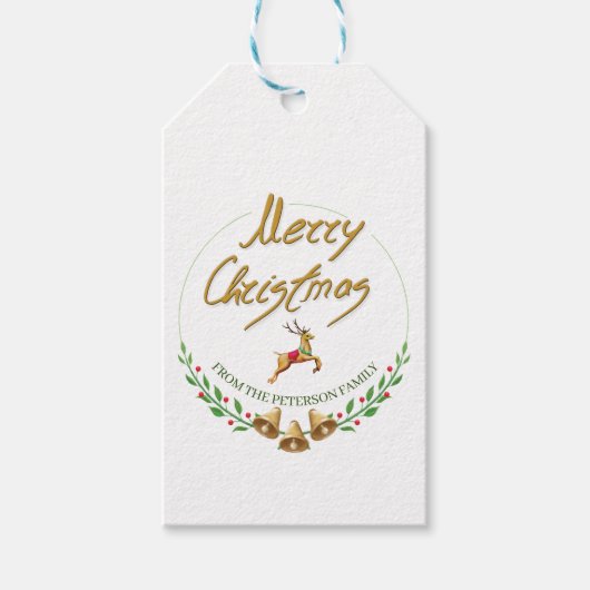 Elegant Merry Christmas Personalized Gift Tag Geschenkanhänger (Vorderseite)