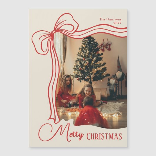 Elegant Merry Christmas Photo Magnetic Card Magnetkarte (Vorderseite)