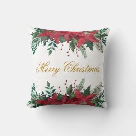 Elegant Merry Christmas Poinsettia Floral Kissen
