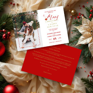 Elegant Merry Christmas Poinsettias Wreath Foto Save The Date