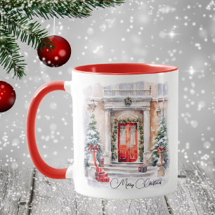 Elegant Merry Christmas Red Doors Tasse