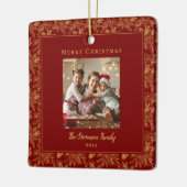 Elegant Merry Christmas Red Faux Gold Photo Keramikornament (Links)