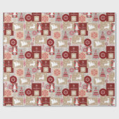Elegant Merry Christmas Red Gold Collage Geschenkpapier (Flach)