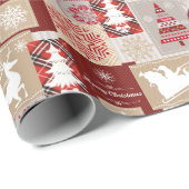 Elegant Merry Christmas Red Gold Collage Geschenkpapier (Rolleneckpunkt)
