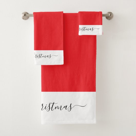 Elegant Merry Christmas red white black script Badhandtuch Set (Insitu)