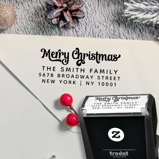 Elegant Merry Christmas Return Address Permastempel