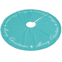 Elegant Merry Christmas Robins Egg Turquoise Fleece Weihnachtsbaumdecke
