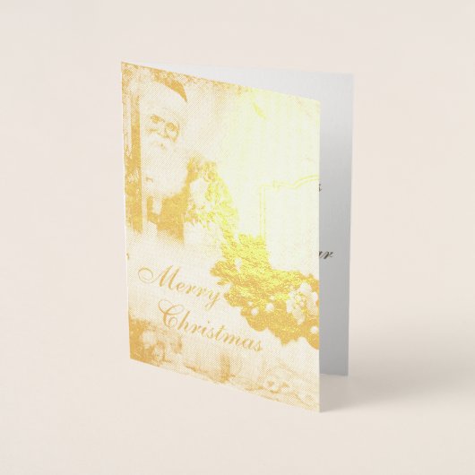 Elegant Merry Christmas Sant Claus Vintag Real Folienkarte (Vorderseite)
