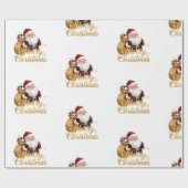 Elegant Merry Christmas Santa Claus Geschenkpapier (Flach)