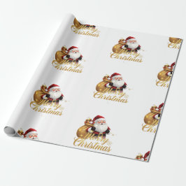 Elegant Merry Christmas Santa Claus Geschenkpapier