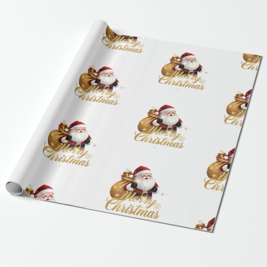 Elegant Merry Christmas Santa Claus Geschenkpapier (Ungerollt)
