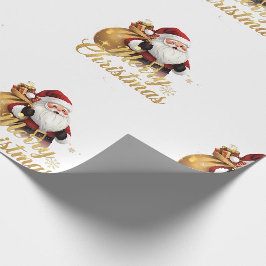 Elegant Merry Christmas Santa Claus Geschenkpapier (Ecke)