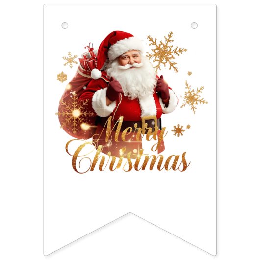 Elegant Merry Christmas Santa Claus Wimpelkette (Erste Fahne)