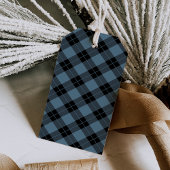 Elegant Merry Christmas Script Blue Kariert Holida Geschenkanhänger