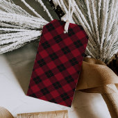 Elegant Merry Christmas Script Burgundy Kariert Geschenkanhänger