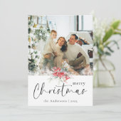Elegant Merry Christmas Script | Foto Feiertagskarte (Stehend Vorderseite)