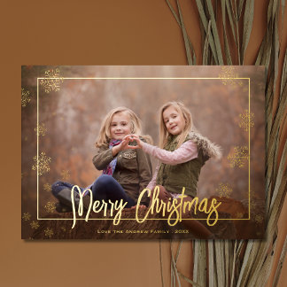 Elegant Merry Christmas Script Foto Folien Feiertagskarte