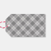 Elegant Merry Christmas Script Gray Kariert Holida Geschenkanhänger (Rückseite Horizontal)