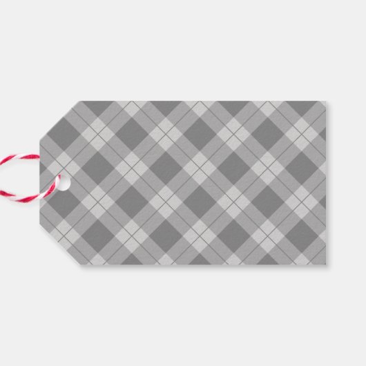 Elegant Merry Christmas Script Gray Kariert Holida Geschenkanhänger (Rückseite Horizontal)