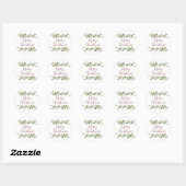 Elegant Merry Christmas Script Greenery Runder Aufkleber (Blatt)
