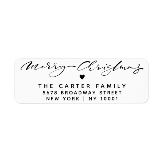 Elegant Merry Christmas Script Heart Return Addres (Vorne)