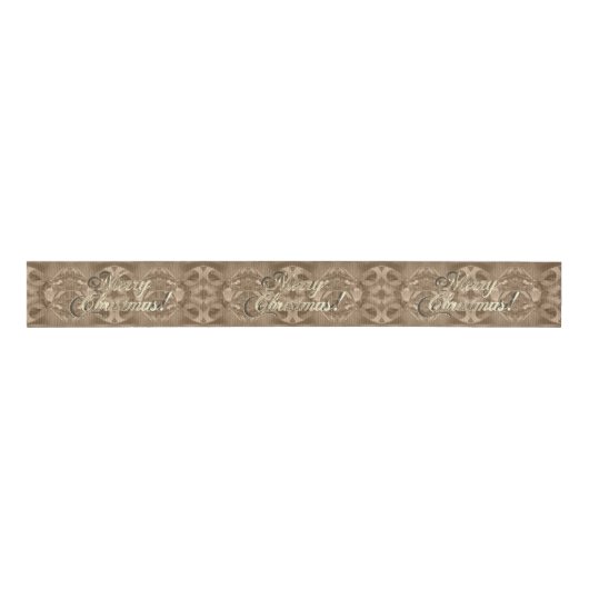 Elegant Merry Christmas Script Pattern Brown Ripsband (Vorderseite)