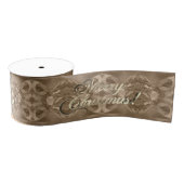 Elegant Merry Christmas Script Pattern Brown Ripsband (Spule)