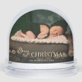 Elegant Merry Christmas Script Photo Snow Globe Schneekugeln (Vorderseite)
