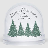 Elegant Merry Christmas Script Pine Trees Schneekugeln (Vorderseite)