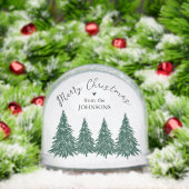 Elegant Merry Christmas Script Pine Trees Schneekugeln (Weihnachten)