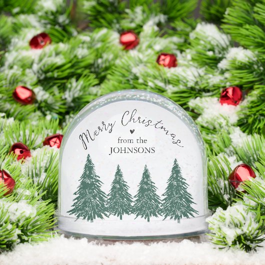 Elegant Merry Christmas Script Pine Trees Schneekugeln (Weihnachten)