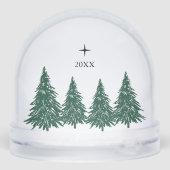 Elegant Merry Christmas Script Pine Trees Schneekugeln (Rückseite)