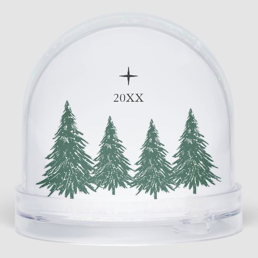 Elegant Merry Christmas Script Pine Trees Schneekugeln (Rückseite)